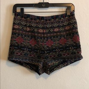 New Urban Outfitters x Ecote high waisted tribal geometric tapestry knit shorts